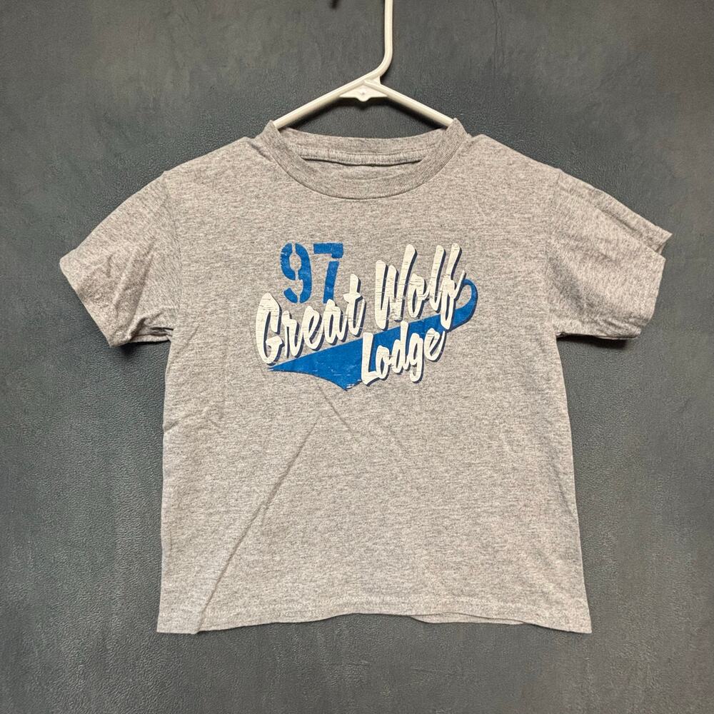 Great Wolf Lodge Kids Medium Gray Graphic T Shirt 9T Logo Tee